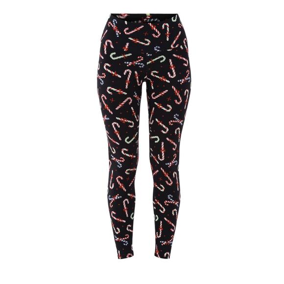 No Boundaries Juniors' Christmas Holiday Ankle Leggings Candy Cane Black Large - Picture 4 of 4